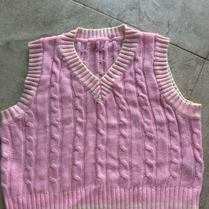 Pink Cable Knit Sweater Vest